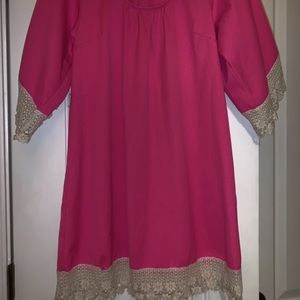 Umgee pink dress with lace trim